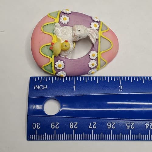 Vintage Resin Multi-color Easter Egg Bunny Chick Spring Tack Pin Back Jewelry - Thumbnail 3