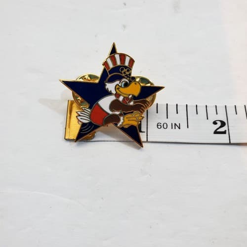 Vtg 1984 Sam the Eagle Long Jump Los Angeles Olympic Star Tack Lapel Cap Pin - Thumbnail 4