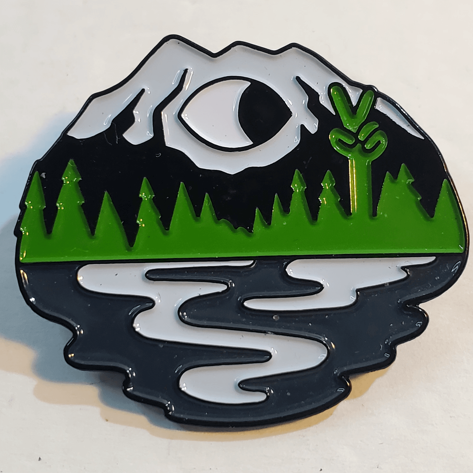 Alien Monster Eye of the Mountain Forest River Enamel Lapel Cap Tack Pin
