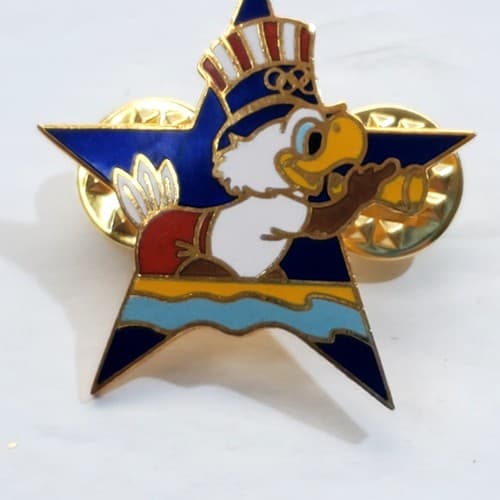 Vintage 1984 Sam the Eagle Rowing Los Angeles Olympic Star Tack Lapel Cap Pin