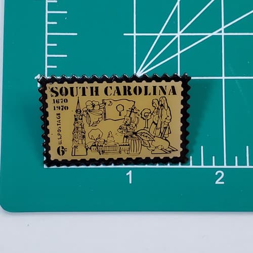Vintage South Carolina 1970 6c USPS US Postal Service Stamp Lapel Pin Pinback - Thumbnail 4