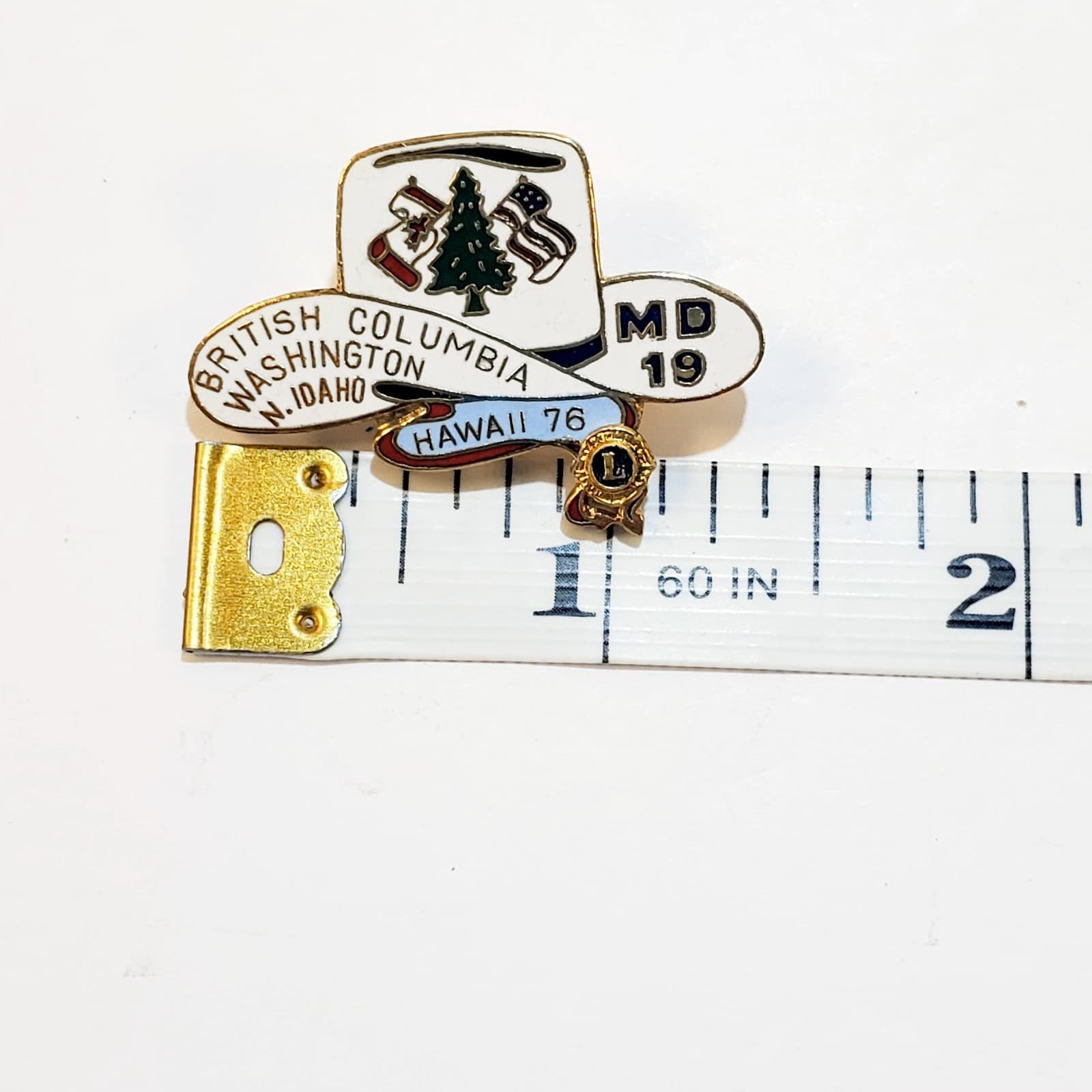 Vtg Lions Club Hawaii 76 MD 19 Hat Cap Pin British Columbia Washington N. Idaho - Thumbnail 3
