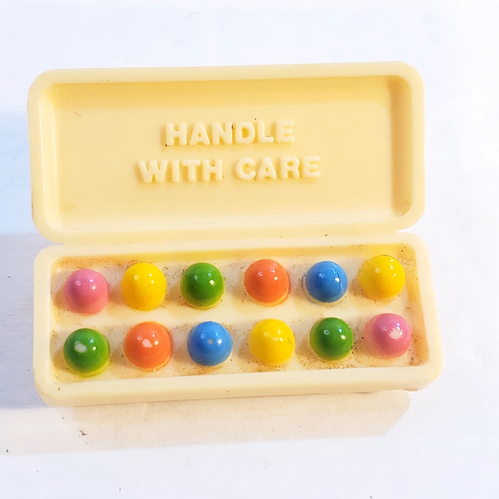 Vtg 1981 Hallmark Cards Plastic Multi-Colored Dozen Easter Eggs in Carton Pin