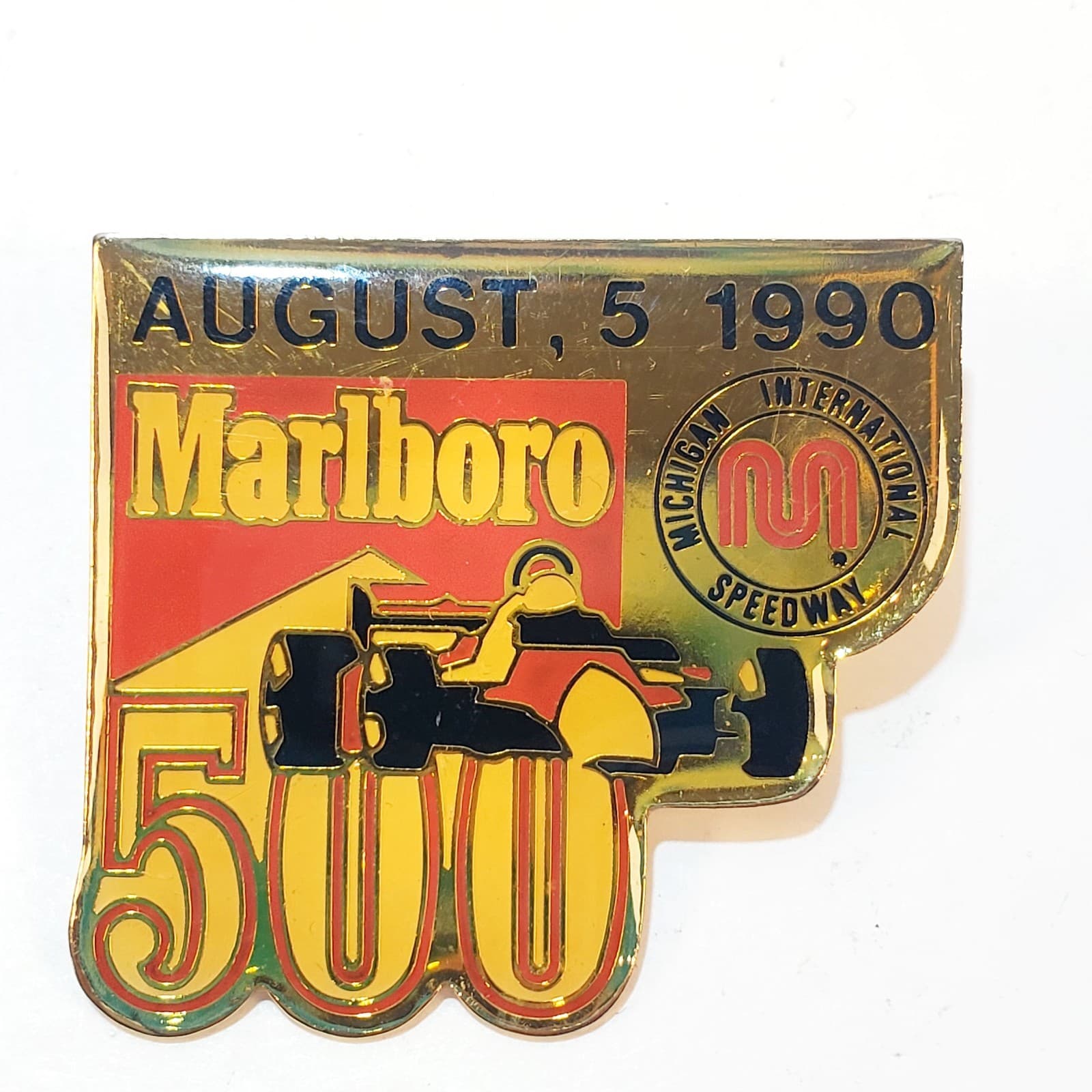 Vtg 1990 Indycar 500 Michigan Int'l Speedway Marlboro Auto Racing Lapel Cap Pin