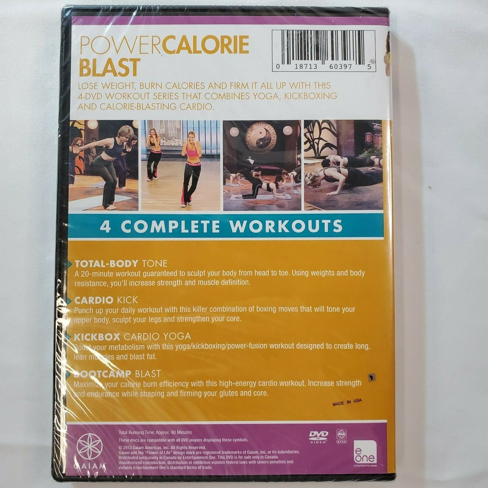 Gaiam Power Calorie Blast 4 DVD Workout Cardio Kickbox Bootcamp Yoga Tone Sculpt - Thumbnail 2