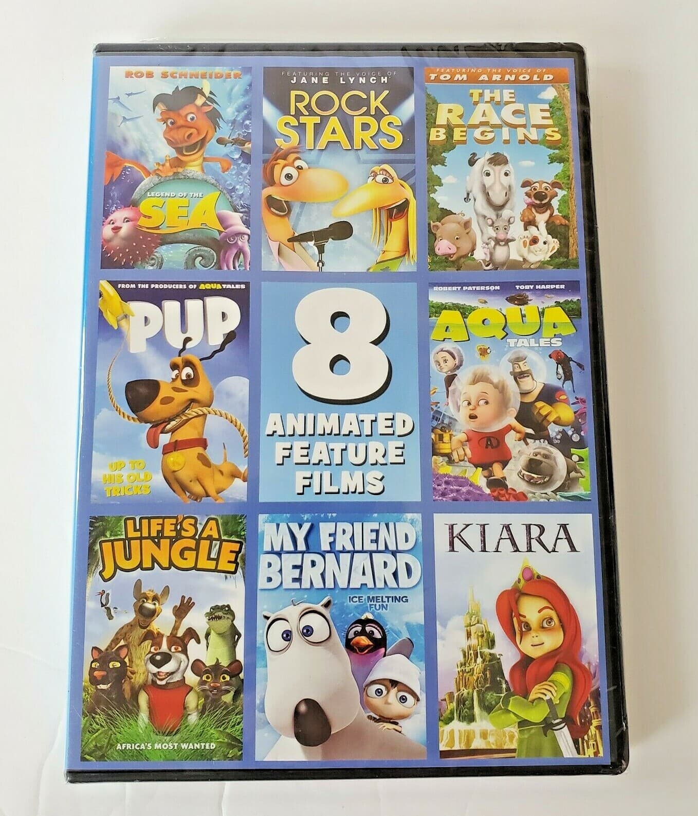 8 Animated Feature Films PUP, Rock Stars, Kiara, Aqua, The Race Begins, Gift DVD