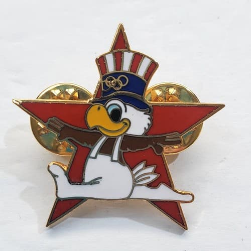 Vintage 1984 Sam the Eagle Gymnastics Floor LA Olympic Star Tack Lapel Cap Pin
