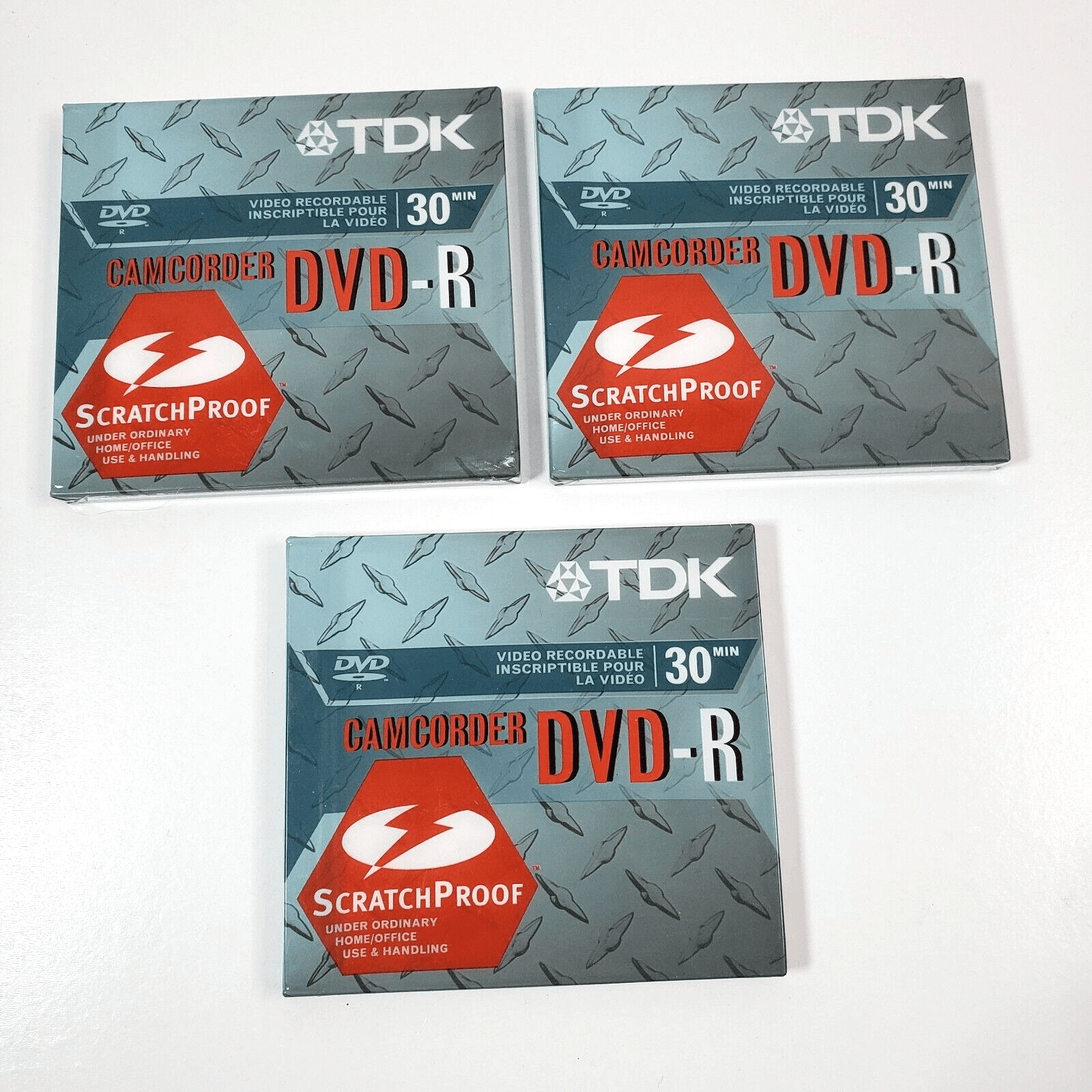 3 TDK DVD-R 30 Min Video Disc Recordable Camcorder 1.4GB Scratchproof NEW sealed
