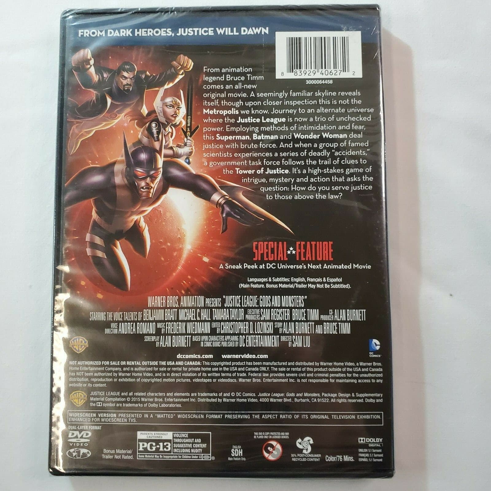 Justice League: Gods and Monsters (DVD) Animation New Sealed - Thumbnail 2