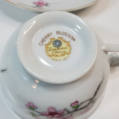 Vintage Diamond China CHERRY BLOSSOM made In Japan Coffee Cup and Saucer - Thumbnail 3