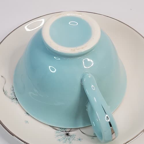 Taylor Smith Taylor Versatile Aqua Blue Lace Dandelion Coffee Cup & Saucer Plate - Thumbnail 5
