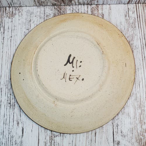 Vintage Tonala Sandstone Mexican Pottery Glazed Design Cup & Saucer Set Signed - Thumbnail 5