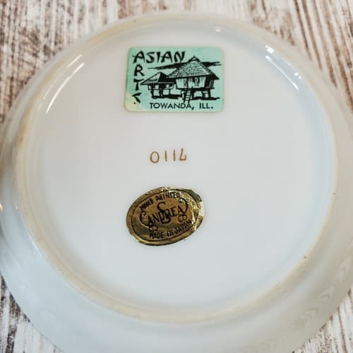 Vintage Andrea Ceramic Gold & Floral Decorated Pedestal Cup & Trinket Dish Japan - Thumbnail 7