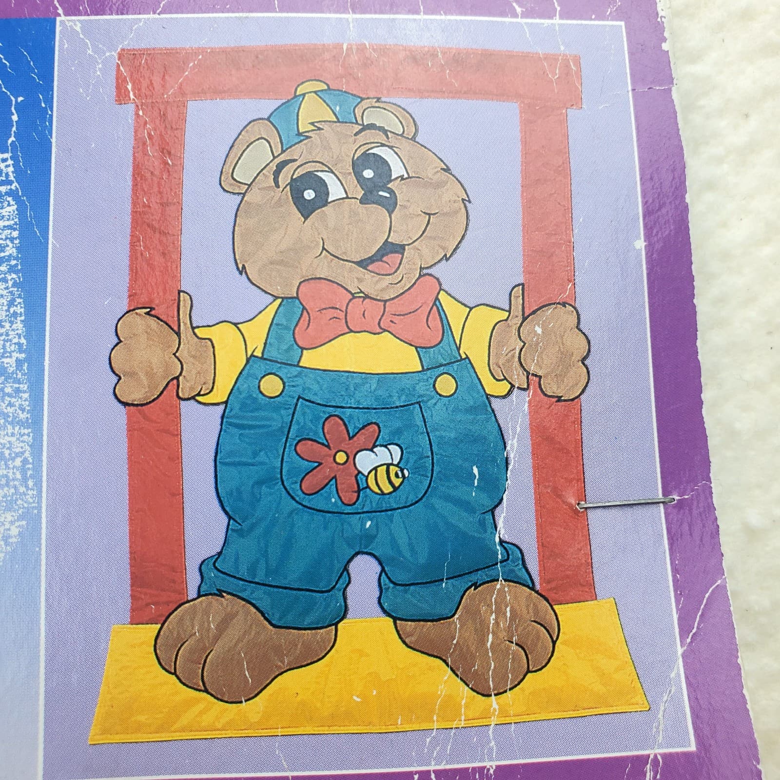 Vintage 1999 Decorative Outdoor Nylon Flag Bear On A Swing Banner 30” X 42” NOS - Thumbnail 3