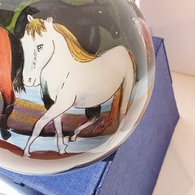 Schylling 2004 Horses At Play Round Blown Glass Hand Painted Christmas Ornament - Thumbnail 3