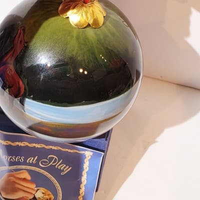 Schylling 2004 Horses At Play Round Blown Glass Hand Painted Christmas Ornament - Thumbnail 6