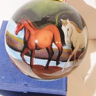 Schylling 2004 Horses At Play Round Blown Glass Hand Painted Christmas Ornament - Thumbnail 2