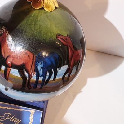 Schylling 2004 Horses At Play Round Blown Glass Hand Painted Christmas Ornament - Thumbnail 5