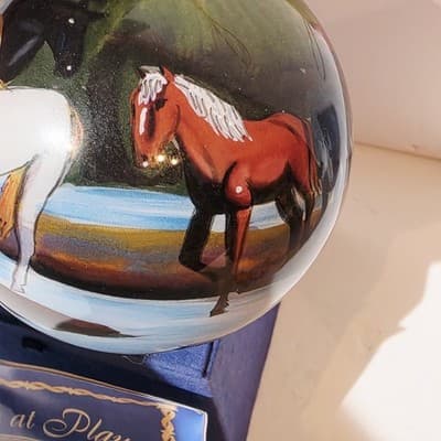 Schylling 2004 Horses At Play Round Blown Glass Hand Painted Christmas Ornament - Thumbnail 4
