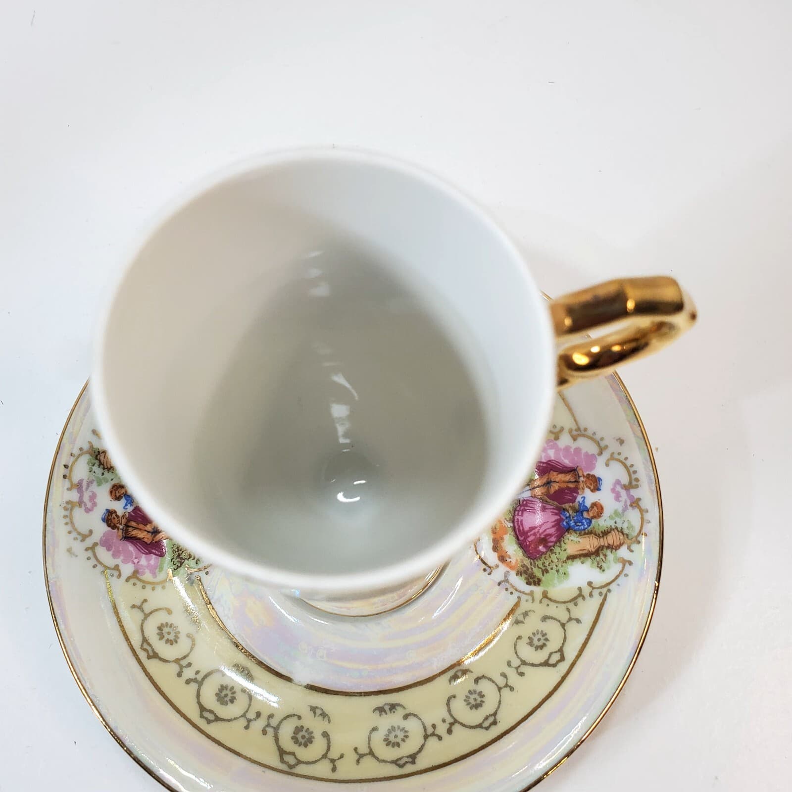 Royal Vienna Style Classical Victorian Scene 7/891 Demitasse Cup Saucer Yellow - Thumbnail 2