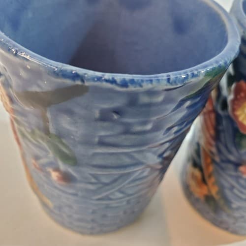 Set of 2 Vintage Ceramic Hand Painted Japan Glazed Tumbler Juice Cup 3D Bird - Thumbnail 5
