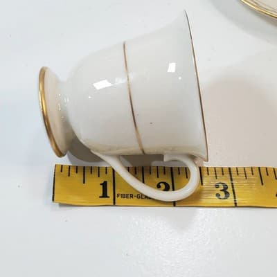 Vtg Franciscan Beverly Demitasse Cup and Saucer Gold Trim Made in California MCM - Thumbnail 9