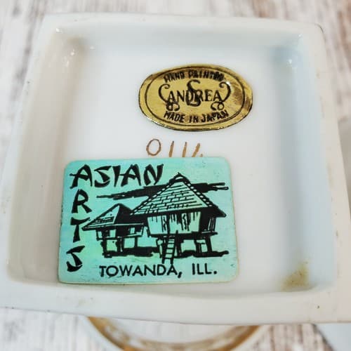 Vintage Andrea Ceramic Gold & Floral Decorated Pedestal Cup & Trinket Dish Japan - Thumbnail 6