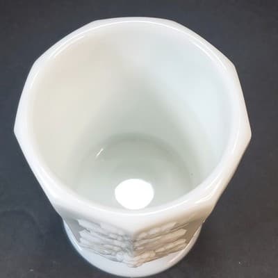 Vintage Westmoreland Paneled Grape Milk Glass Open Sugar Footed Cup Planter - Thumbnail 2