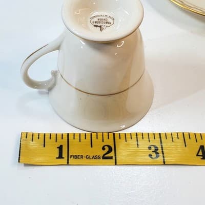Vtg Franciscan Beverly Demitasse Cup and Saucer Gold Trim Made in California MCM - Thumbnail 8