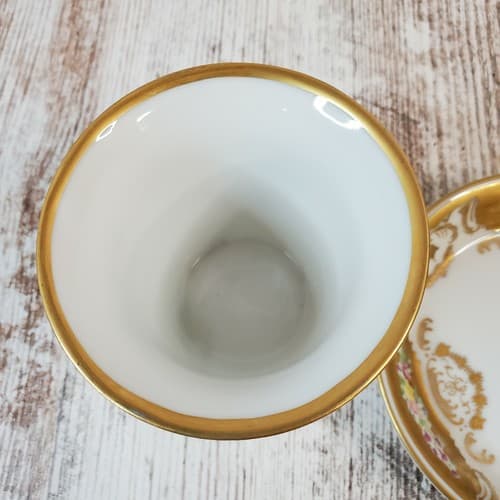 Vintage Andrea Ceramic Gold & Floral Decorated Pedestal Cup & Trinket Dish Japan - Thumbnail 4