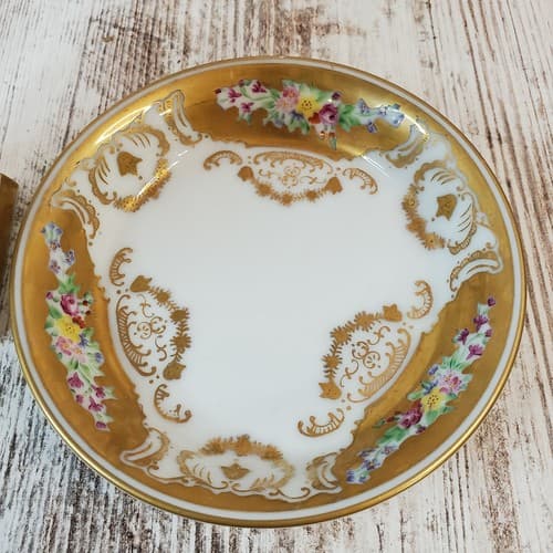 Vintage Andrea Ceramic Gold & Floral Decorated Pedestal Cup & Trinket Dish Japan - Thumbnail 3