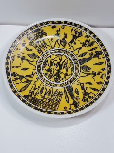 Vintage Hand Made Painted in Greece coffee cup and saucer Greek Scenes Design - Thumbnail 6