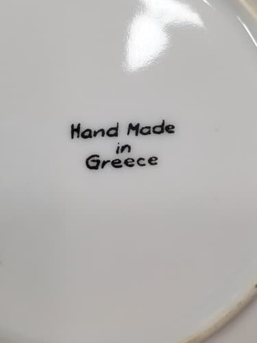 Vintage Hand Made Painted in Greece coffee cup and saucer Greek Scenes Design - Thumbnail 8