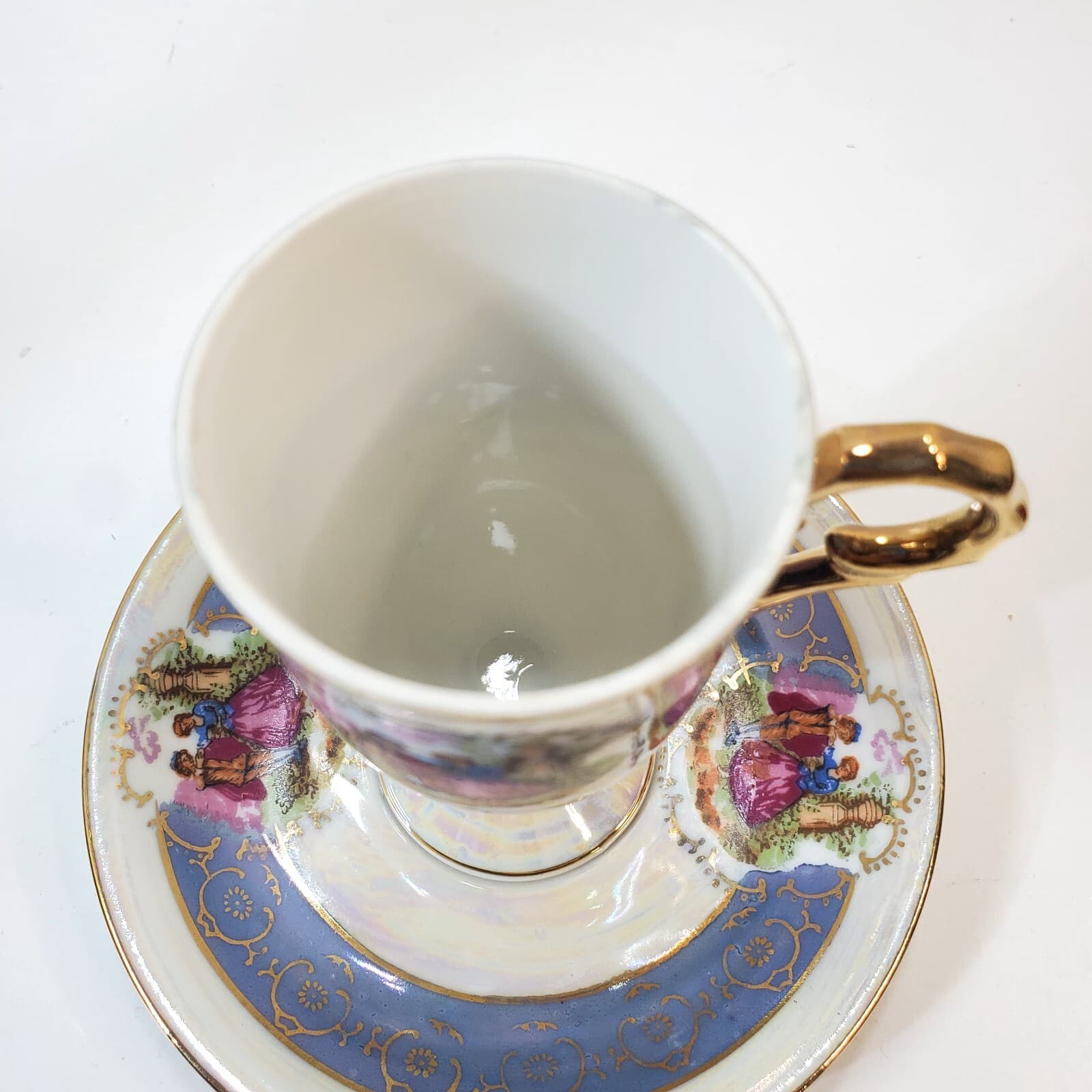 Royal Vienna Style Classical Victorian Scene 7/891 Demitasse Cup Saucer Purple - Thumbnail 4