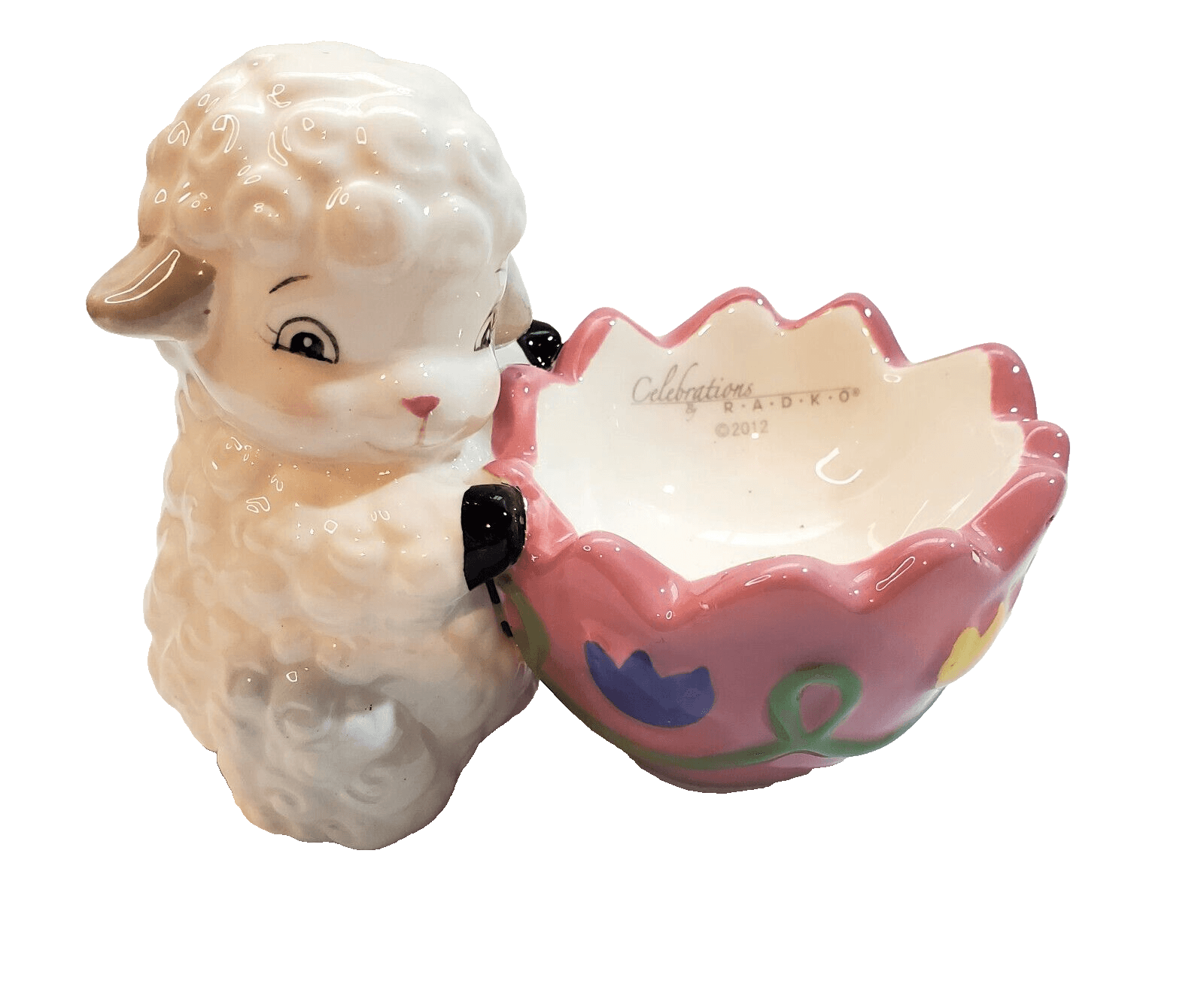 Celebrations By Radko Ceramic Lamb Sheep Egg Holder Cup Figure Easter Decor 2012
