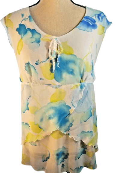 Torelle Designer Maternity Top Size S Floral Sleeveless Tie Back Blouse