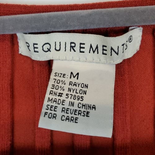 Requirements Ribbed Short Sleeve Terracotta Top Ring Neckline Detail Size M - Thumbnail 2