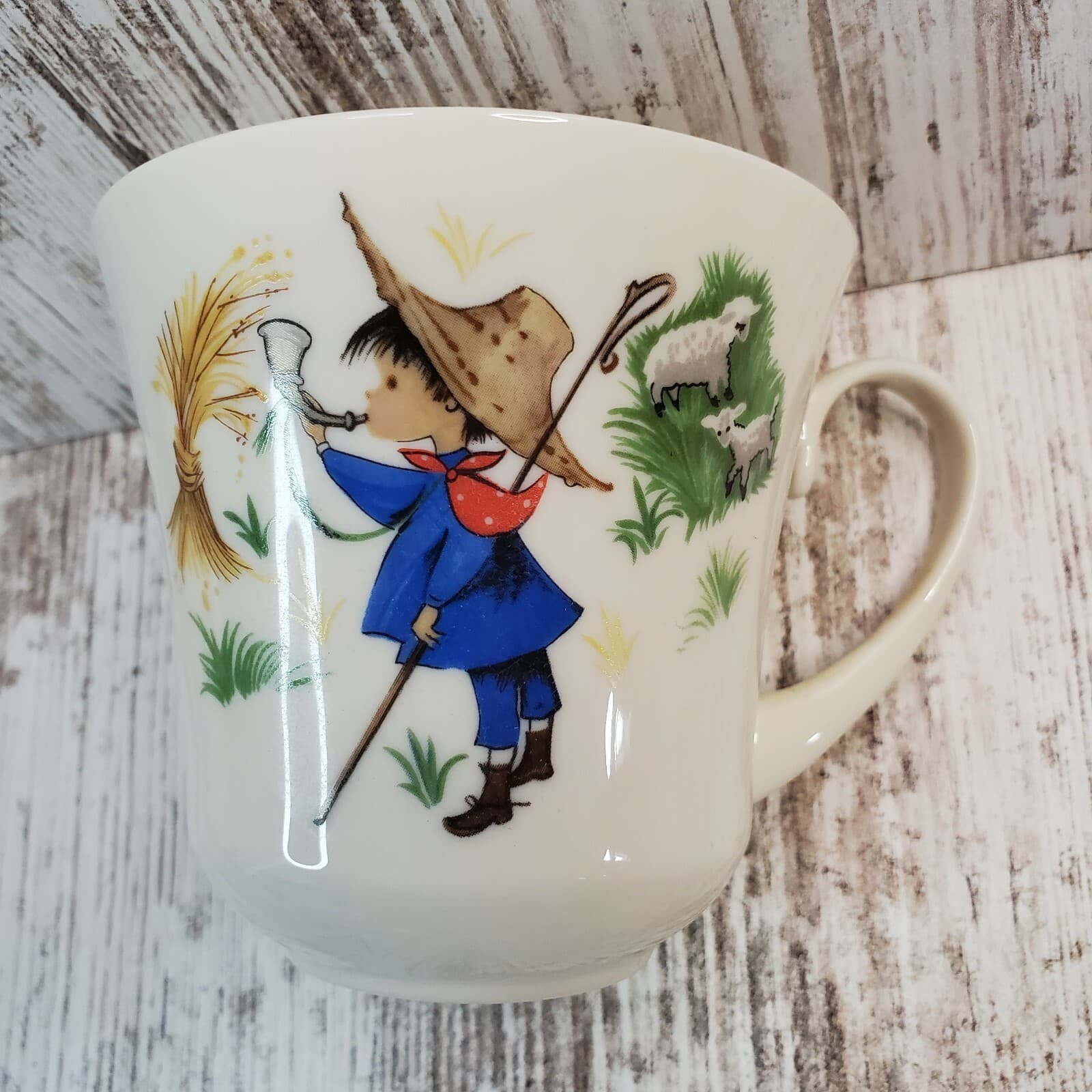 Vtg Hand Decorated Pickard China Little Boy Blue Nursery Rhyme Coffee Tea Cup - Thumbnail 2