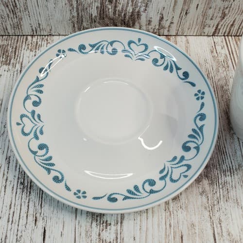 Vintage 1960's Franciscan Blue Fancy Coffee Cup & Saucer Whitestone Ware White - Thumbnail 6