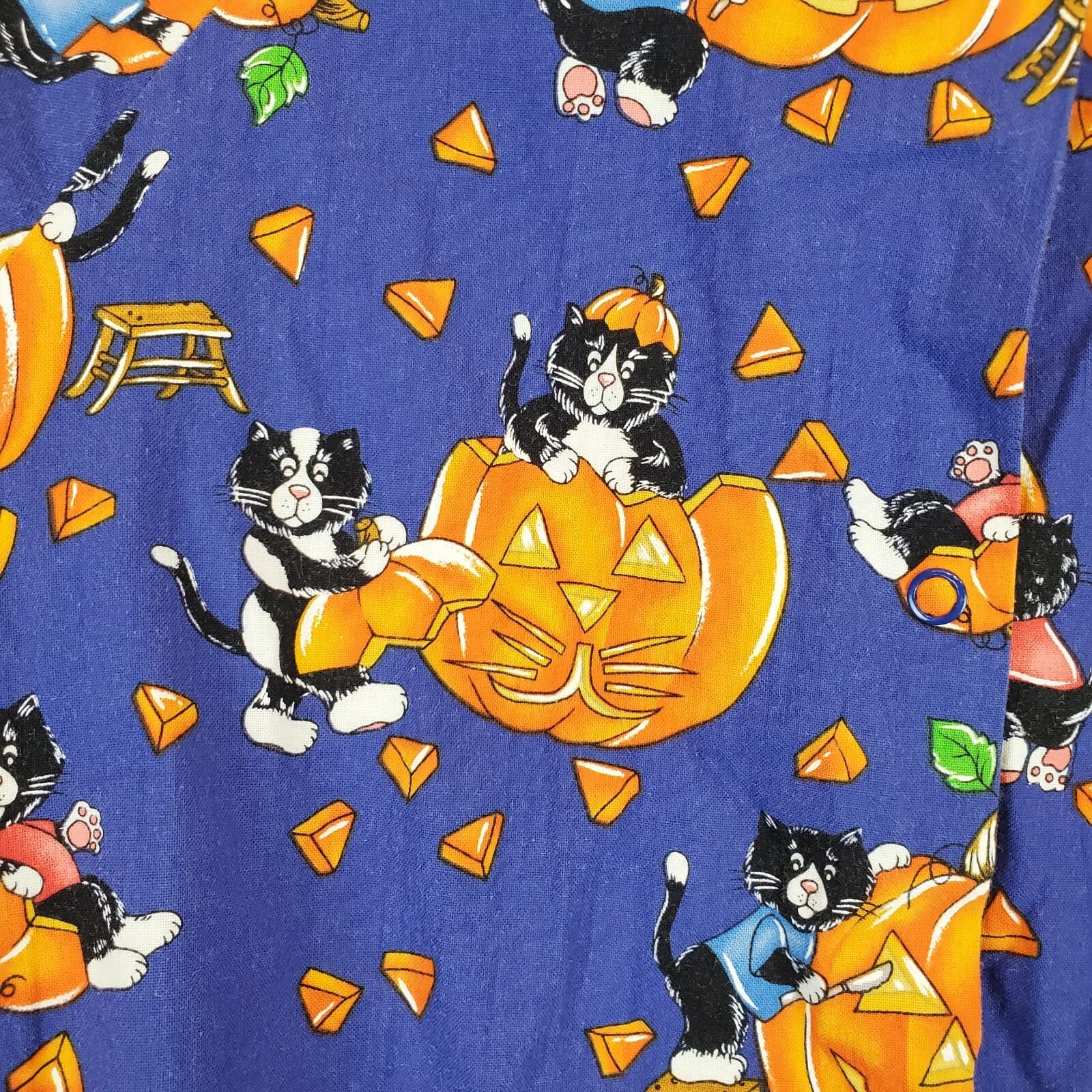 WS GEAR scrub top dental medical nurse Halloween Orange Purple pumpkins - Thumbnail 2
