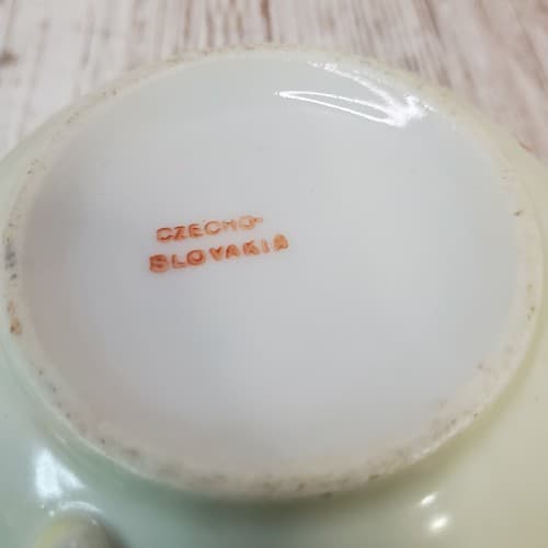 Vintage Hand Painted Czech Czechoslovakia Floral Coffee Tea Cup & Saucer - Thumbnail 6