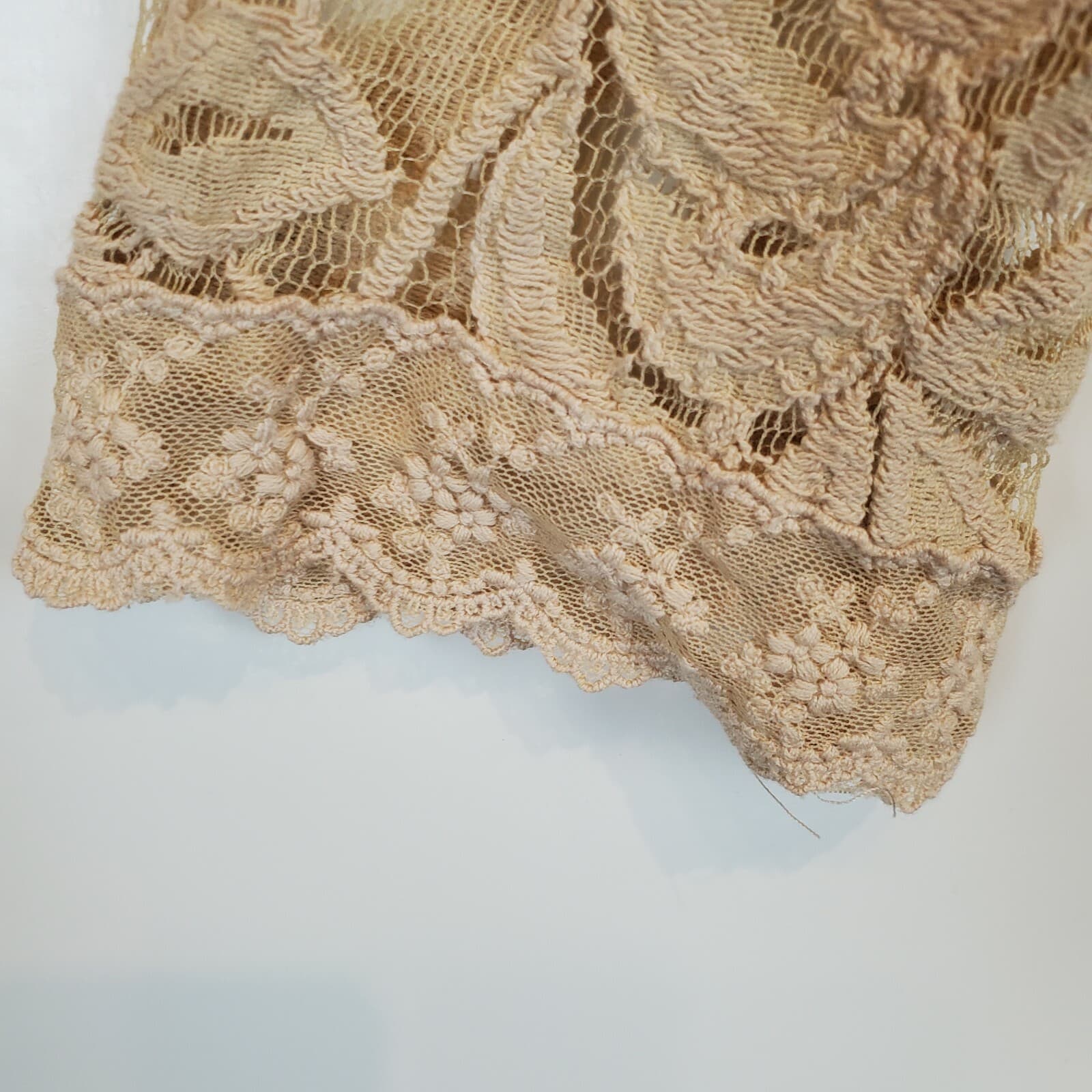 Fire Los Angeles Womens Beige Scoop Back Long Sleeve Lined Lace Tunic Top Small - Thumbnail 5