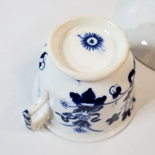 Vintage British Samuel Rathbone Flow Blue Floral Tea Coffee Cup & Saucer Bowl - Thumbnail 8