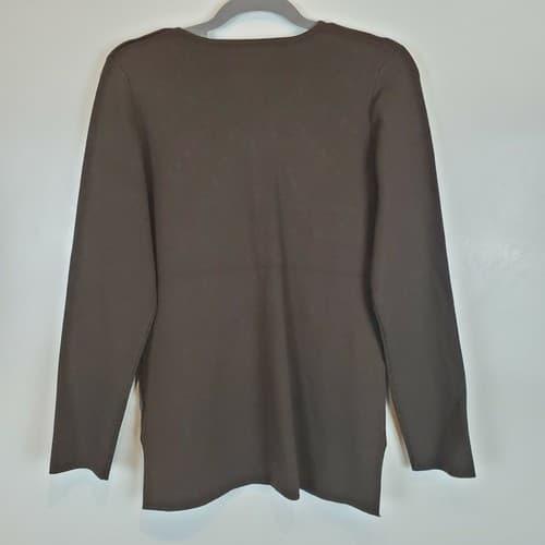 Marisa Christina Brown Studded V-Neck Long Sleeve Sweater Top Size M - Thumbnail 4