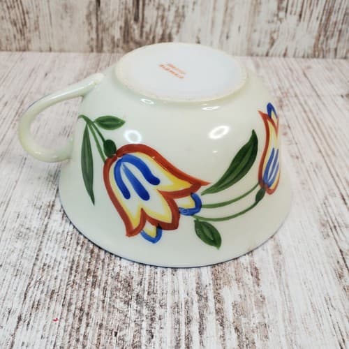 Vintage Hand Painted Czech Czechoslovakia Floral Coffee Tea Cup & Saucer - Thumbnail 2