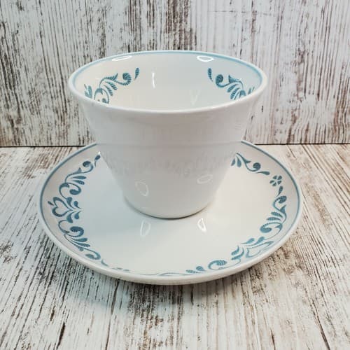 Vintage 1960's Franciscan Blue Fancy Coffee Cup & Saucer Whitestone Ware White - Thumbnail 5