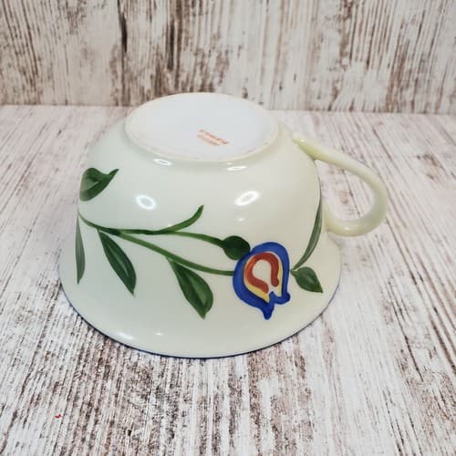 Vintage Hand Painted Czech Czechoslovakia Floral Coffee Tea Cup & Saucer - Thumbnail 4