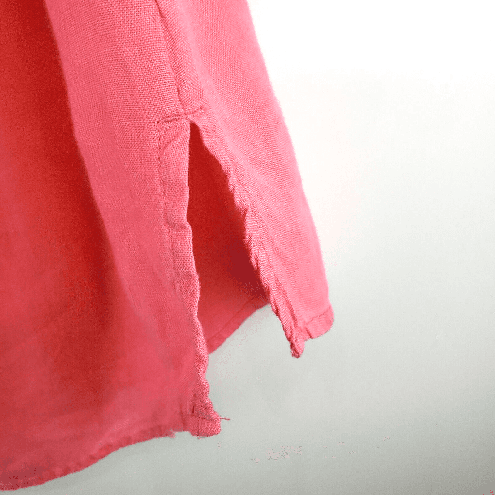 Coldwater Creek Women's Top XS Pink Coral Linen Blouse Roll Tab Sleeve Button - Thumbnail 6