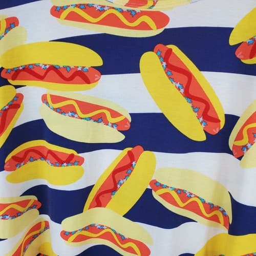 LuLaRoe XL Irma Hi Lo Tunic Top Night Shirt Coney Island Hot Dog Limited Summer - Thumbnail 3