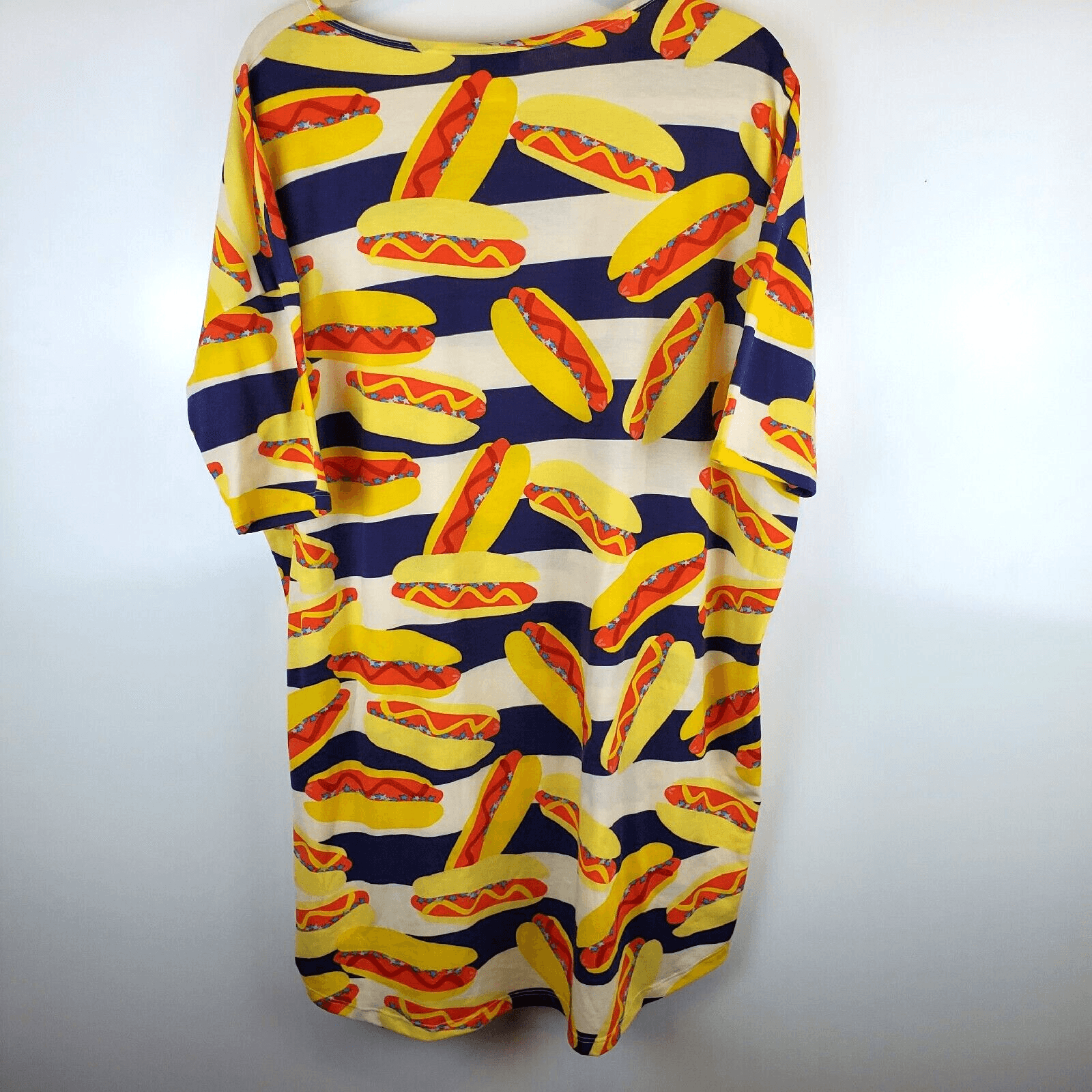 LuLaRoe XL Irma Hi Lo Tunic Top Night Shirt Coney Island Hot Dog Limited Summer - Thumbnail 2